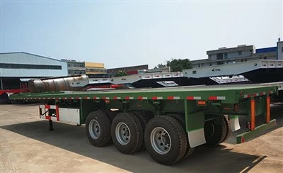 Gwerthu Poeth Tsieina 3 Echel Cynhwysydd Flatbed Trailer Gyda Gwydn Ansawdd
