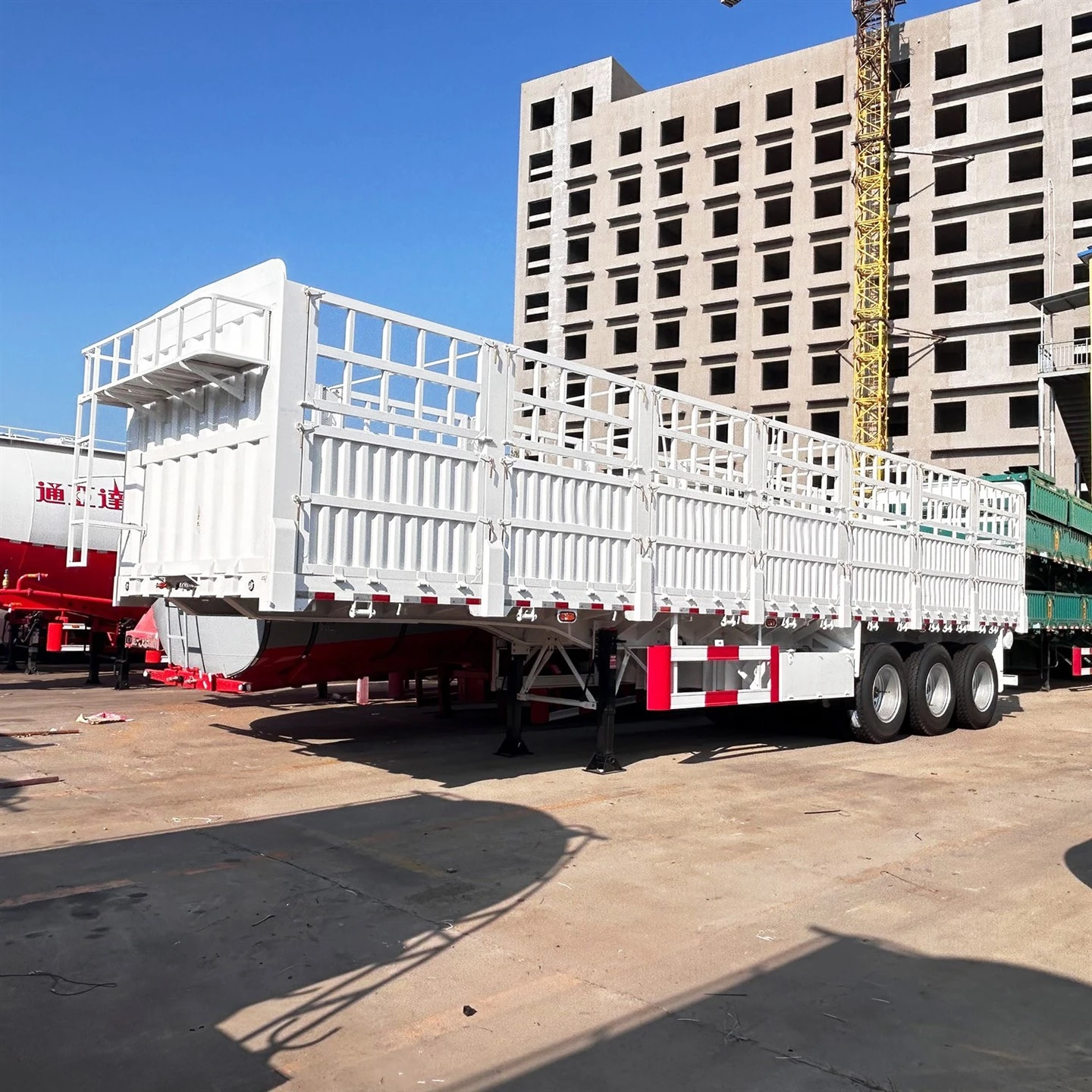 3 Echel Ffens Semi Trailer Cludo Swmp Cargo